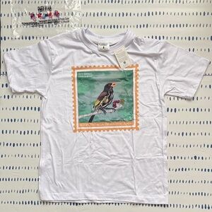 Isla Bendita White Stamp Bird Print T-Shirt
